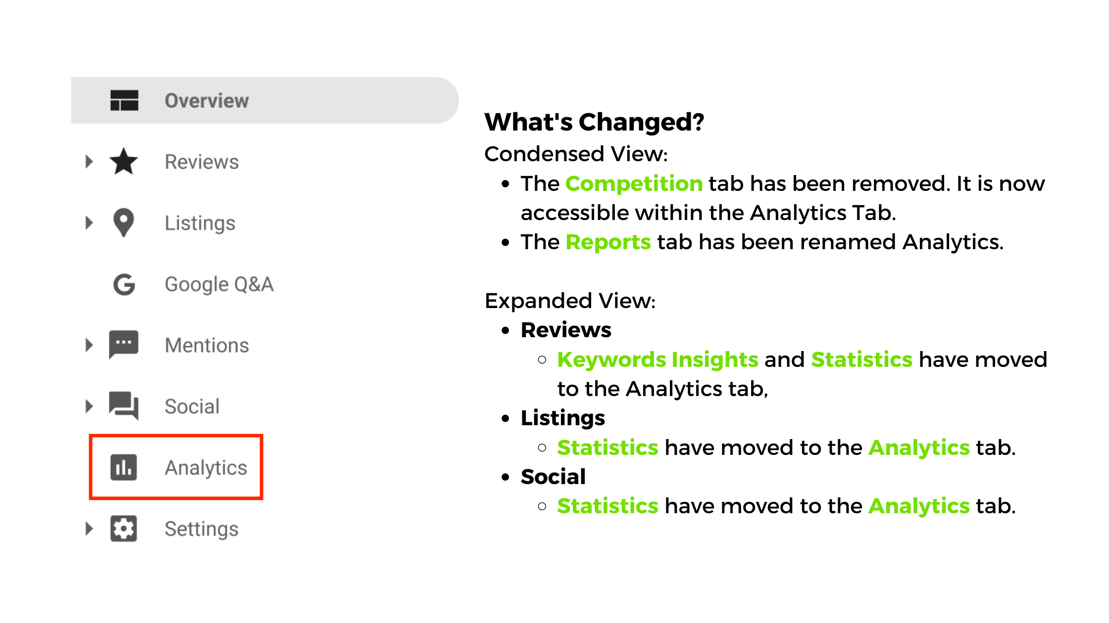 Reputation Management: Navigation menu improvements