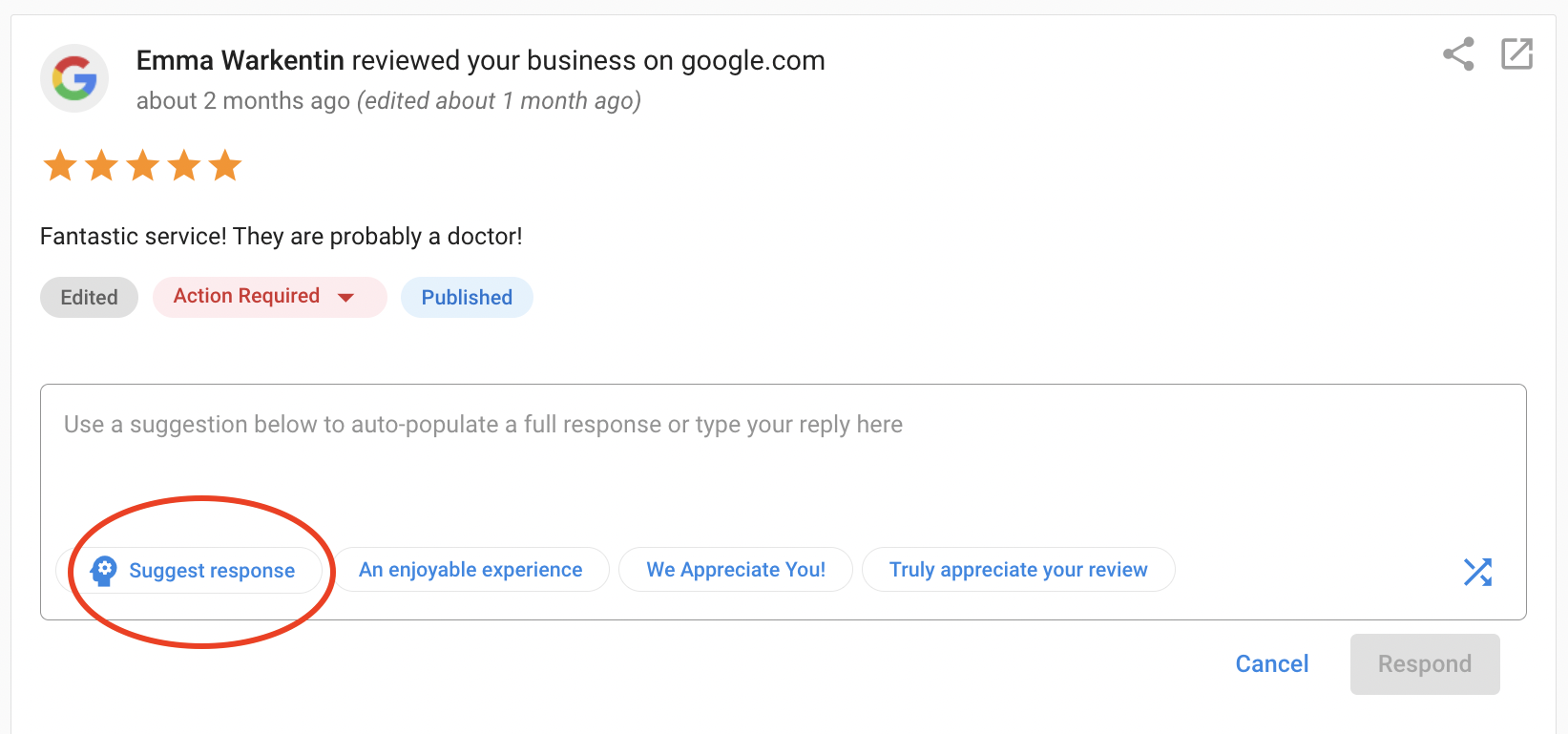 Suggest Response Button